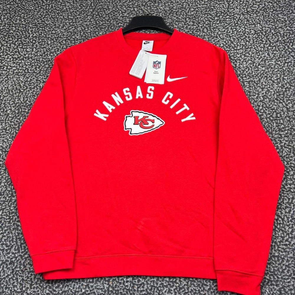 Nike Kansas City Chiefs NFL Sweatshirt Men Large Red Pullover Crewneck New L